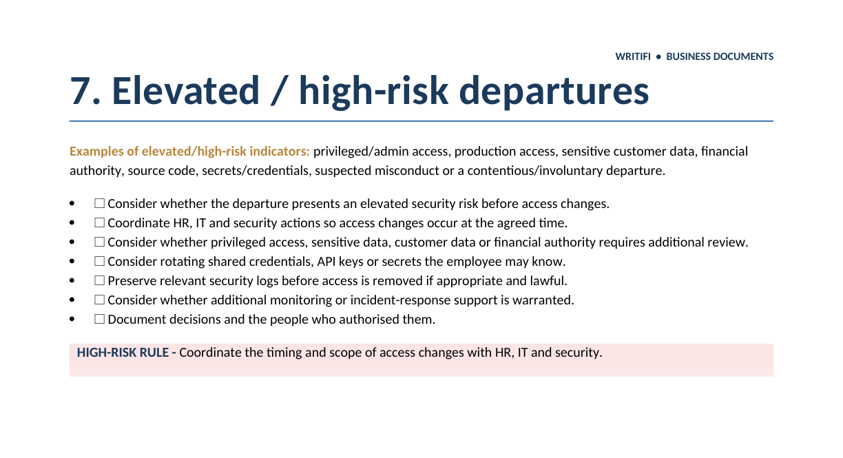 The elevated and high-risk departures page